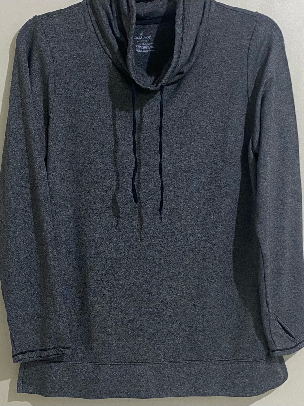 Cuddl Duds Women’s Ultra Cozy Dark Gray Cowl Neck Sweater Top